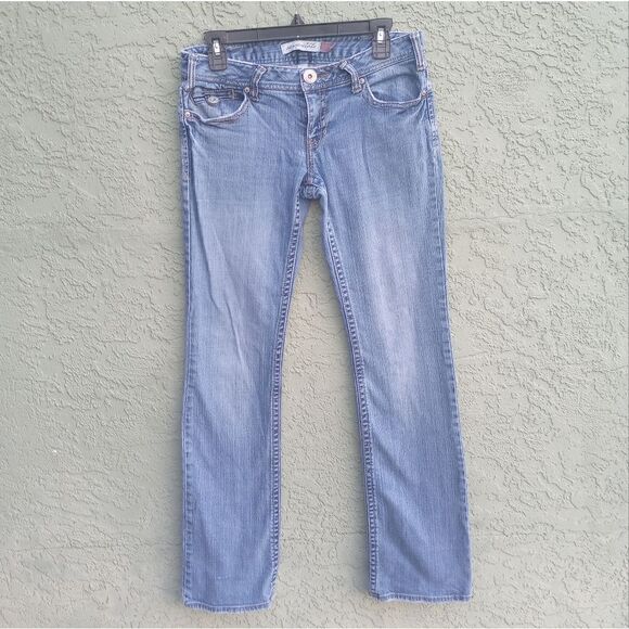 EUC AEROPOSTALE Chelsea Bootcut Cotton/Spandex Button Pocket Jeans 3/4 Long - Picture 1 of 13